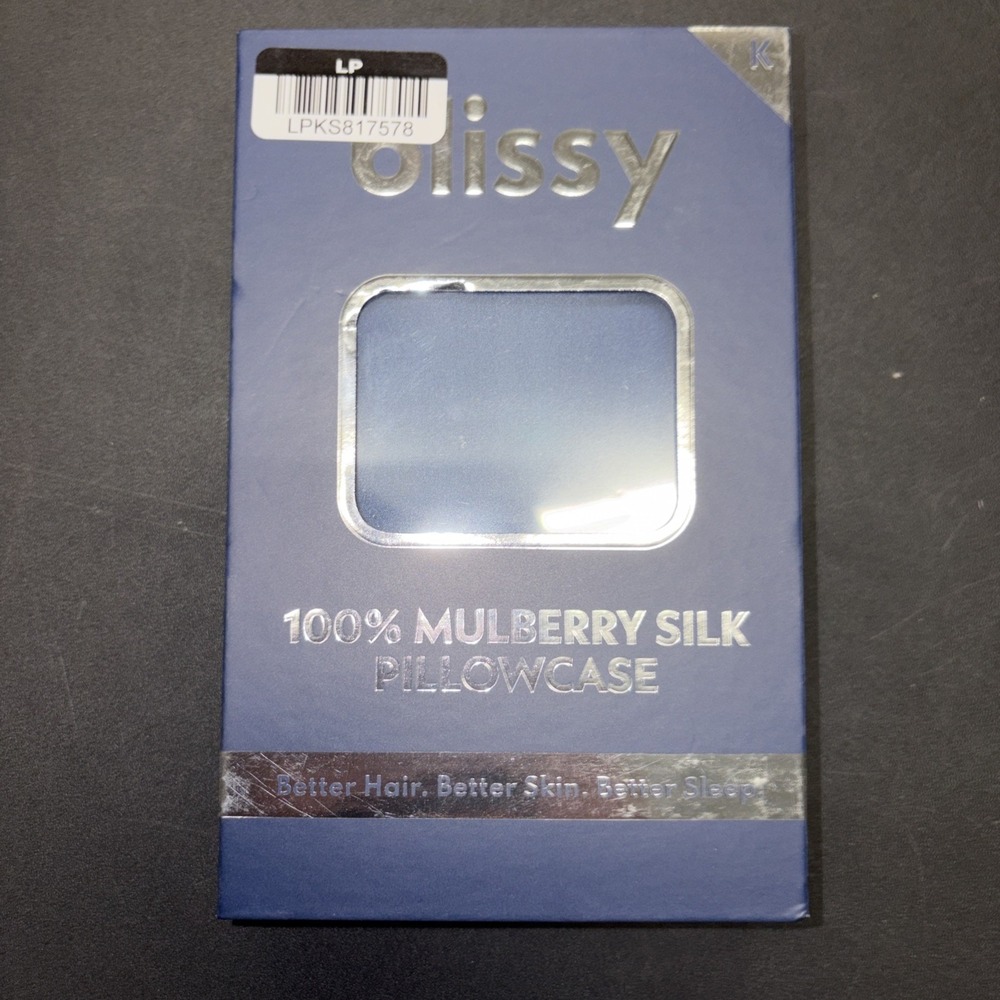 Blissy Size King 600 Thread Count 100% Mulberry Silk Pillowcase Navy Blue 20763